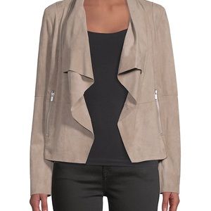 Draped-Front Faux Suede Jacket